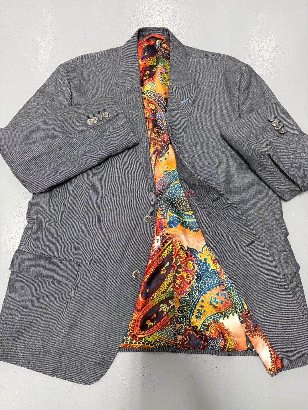 Robert Graham cotton wool gray blazer size 48 sports coat business casual